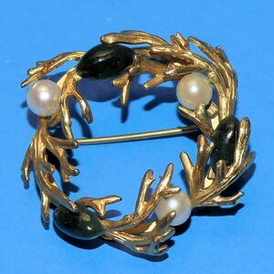 Vintage Imperial Pearl IPS 12k GF Wreath Brooch Pin Tree Branch Gold Filled